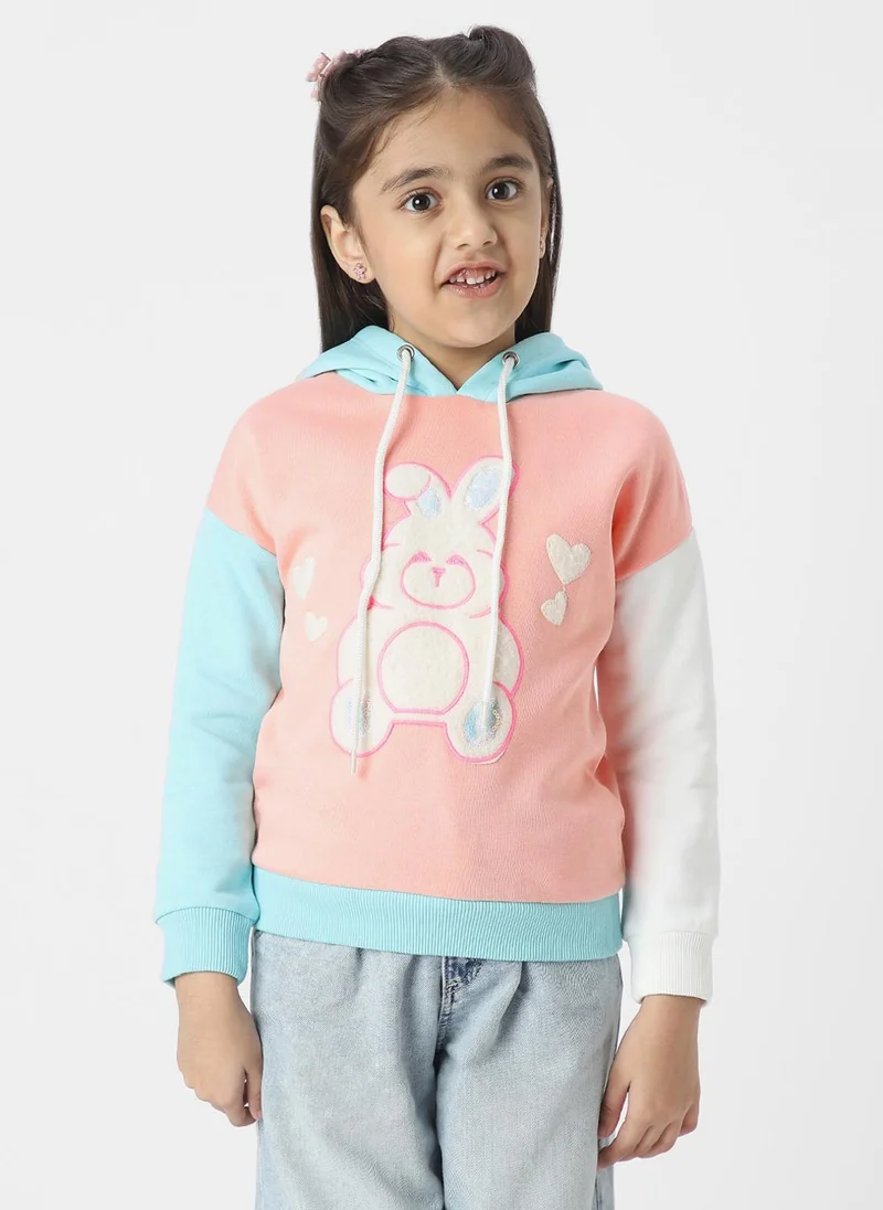 Nautinati Girls Playful Graphic Print Hooded Sweatshirt