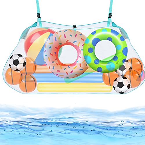 Profully Pool Floats Storage Bag Foldable Swimming Pool Hanging Mesh Organizer for BallsFloatsWater Inflatable Toys and Other Pool Accessories Green - Image 1