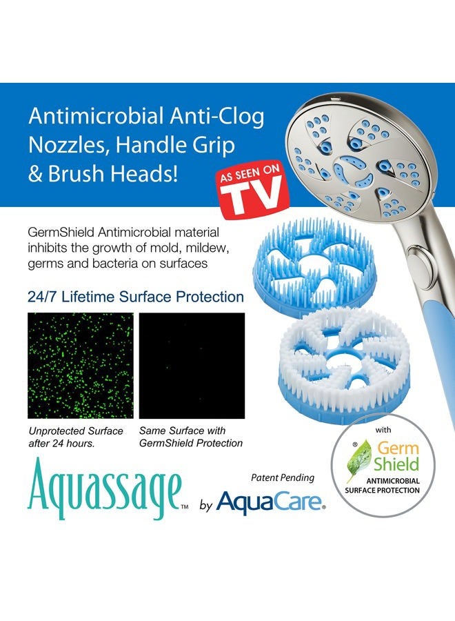 Hotel Spa AquaCare High Pressure 6-in-1 Aquassage - 76-mode 3-way Combo, Showerhead, Hand Shower, Body Brush, Hair Brush & Arm in One! Two Brackets, Extra-long 6 foot Stainless Steel Hose, Brush Head Holder - Image 5