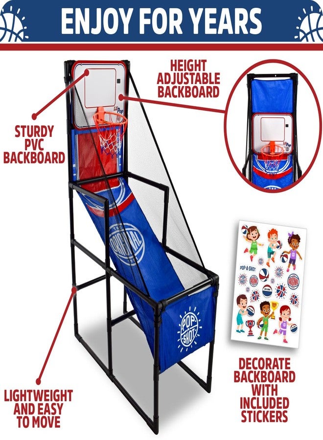 Pop-A-Shot Lil’ Pop Game | Indoor Arcade Basketball Hoop for Kids Age 3-6 | 3 Balls & Sticker Pack | Electronic Scoreboard, Music, Sound FX - Image 3