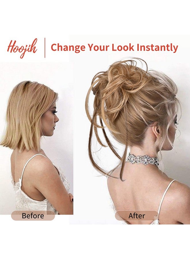HOOJIH Messy Bun Hair Piece, Super Long Tousled Updo Hair Bun Extensions Wavy Hair Wrap Ponytail Hairpieces Hair Scrunchies with Elastic Hair Band for Women HB007 Grace - Blonde Mixed - Image 4