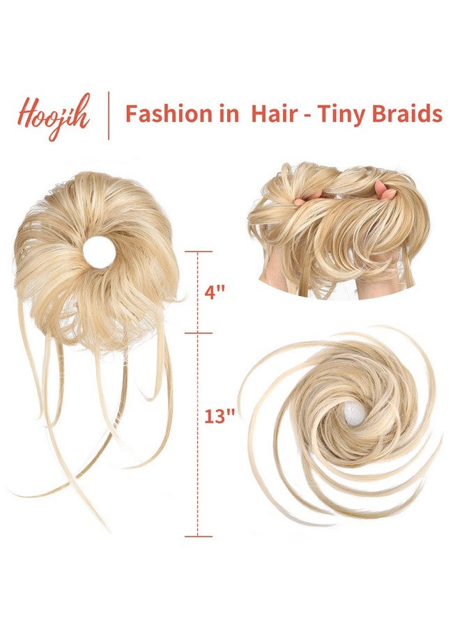 HOOJIH Messy Bun Hair Piece, Super Long Tousled Updo Hair Bun Extensions Wavy Hair Wrap Ponytail Hairpieces Hair Scrunchies with Elastic Hair Band for Women HB007 Grace - Blonde Mixed - Image 2