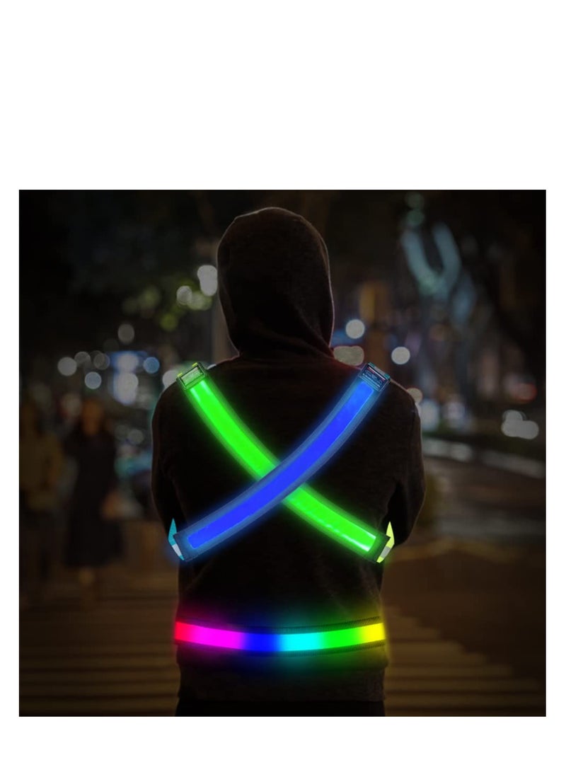 Generic High Visibility Reflective Running Belt with USB Rechargeable Safety Light, Adjustable Size Reflective Sash for Nighttime Running and Walking, Ideal for Outdoor Activities.  - Image 5