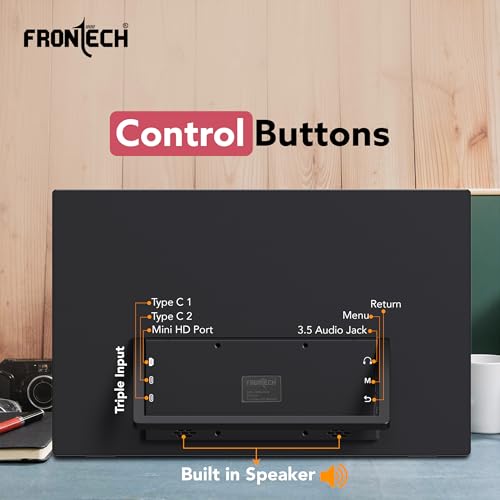 FRONTECH 15.6" Portable LED Monitor, Full HD IPS, Dual Type-C & Mini HDMI, Built-in Speakers, 180° Stand, Works with Laptop/PS5/Switch/Phone, 1-Year Warranty (MON-0023) - Image 4