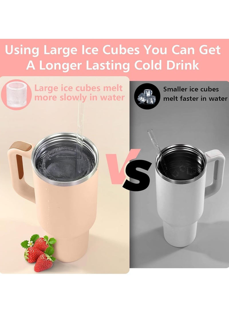 NNEWVANTE Ice Cube Tray for Stanley Cup, Silicone Ice Cube Maker with Lid, Silicone Ice Cube Mould, Ice Cube Tray with Lid for Chilling Cocktails, Whiskey, Drinks, Coffee, Ice Drinks, Juice (Pink)  - Image 3