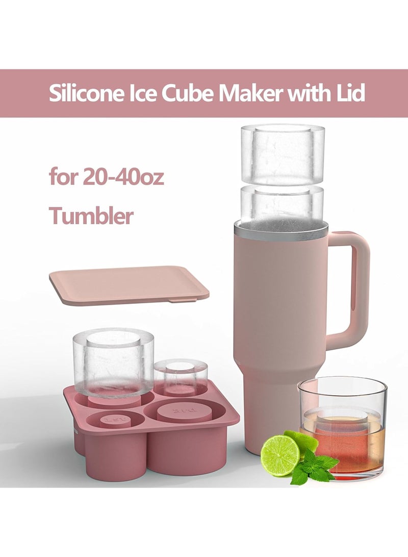 NNEWVANTE Ice Cube Tray for Stanley Cup, Silicone Ice Cube Maker with Lid, Silicone Ice Cube Mould, Ice Cube Tray with Lid for Chilling Cocktails, Whiskey, Drinks, Coffee, Ice Drinks, Juice (Pink)  - Image 4