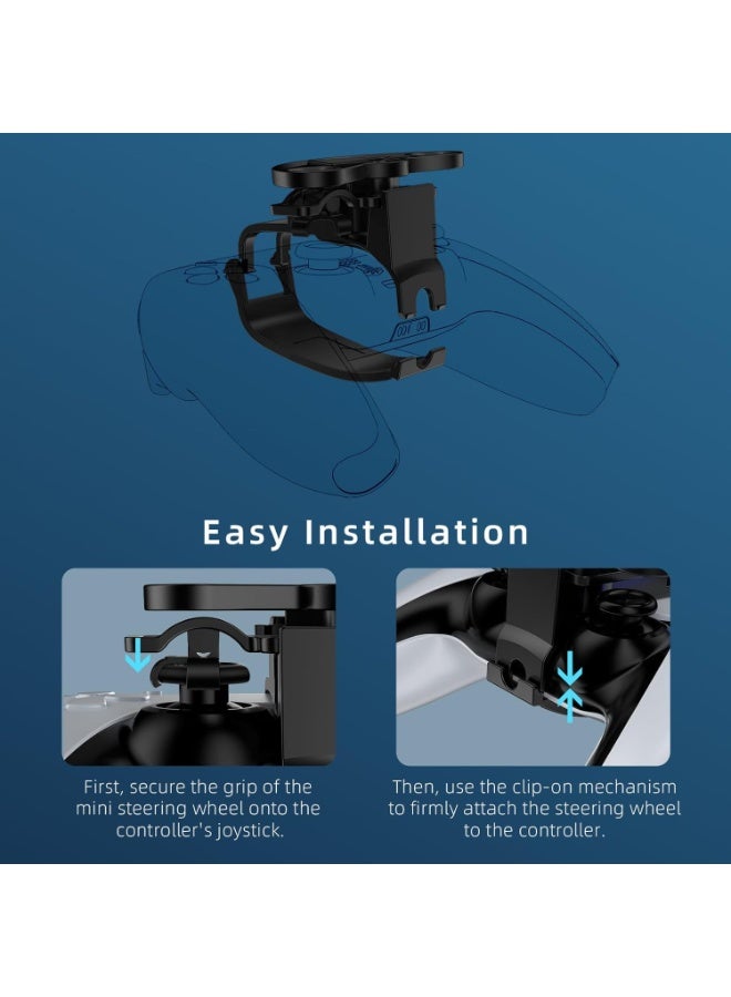 بلو فاير عجلة قيادة صغيرة لألعاب السباقات لوحدة تحكم PS5، ملحق مقود سباقات مطبوع بتقنية ثلاثية الأبعاد لمحاكي القيادة P5، تصميم خفيف من مادة ABS مع مشبك تثبيت سهل، محامل معدنية عالية الجودة، لا تحجب منفذ الشحن أو سماعة الرأس، أداة مساعدة للتحكم الدقيق في ألعاب السباق - Image 3
