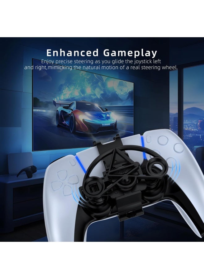 بلو فاير عجلة قيادة صغيرة لألعاب السباقات لوحدة تحكم PS5، ملحق مقود سباقات مطبوع بتقنية ثلاثية الأبعاد لمحاكي القيادة P5، تصميم خفيف من مادة ABS مع مشبك تثبيت سهل، محامل معدنية عالية الجودة، لا تحجب منفذ الشحن أو سماعة الرأس، أداة مساعدة للتحكم الدقيق في ألعاب السباق - Image 5