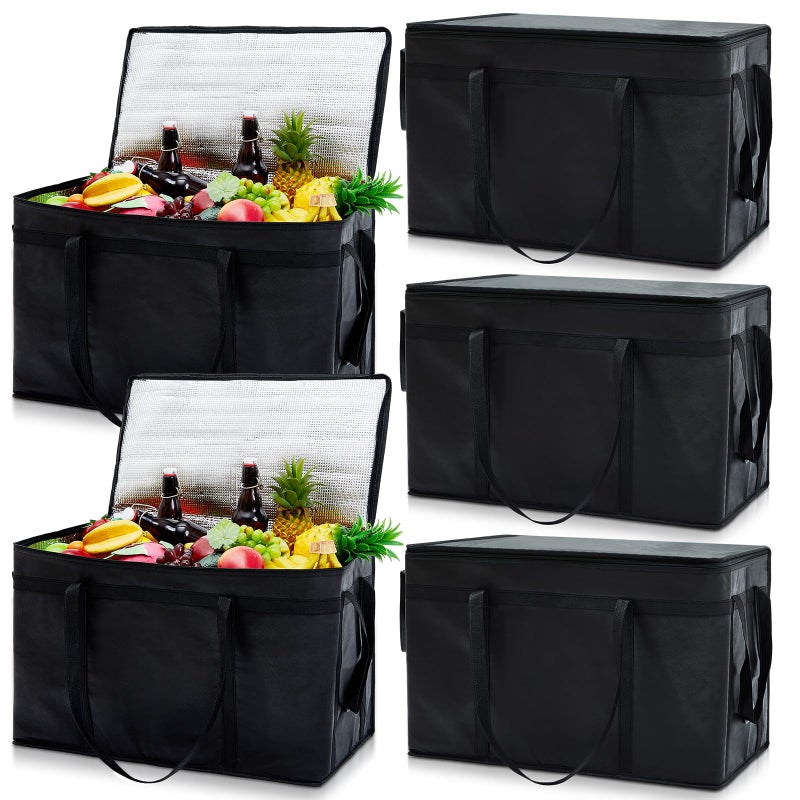 Maxcheck 6 Pcs Insulated Food Delivery Bag XXXL Large Capacity Hot Cold Grocery Tote Bag Reusable Warming Cooler Pizza - Image 1