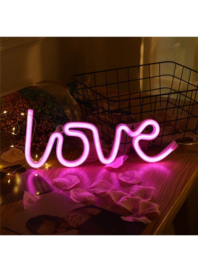 yongsheng Decorative Letter Shaped Wall Light ，Neon Light Sign for Party Supplies, Girls Room Decoration Accessory, Table Decoration (Pink Love)  - Image 1