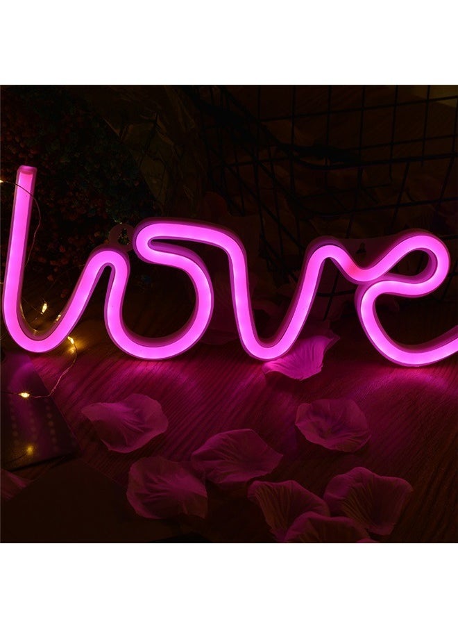 yongsheng Decorative Letter Shaped Wall Light ，Neon Light Sign for Party Supplies, Girls Room Decoration Accessory, Table Decoration (Pink Love)  - Image 2