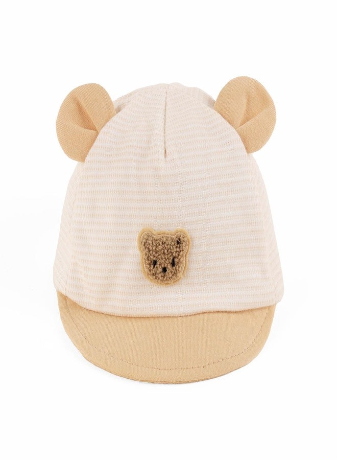 Kicks & Crawl Little Cream Bear Cap for Baby Boys and Girls - 6-12M - Image 1