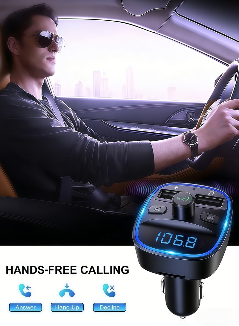 Comsoon FM Transmitter, Bluetooth Car Adapter MP3 Player,Audio Receiver Car Charger,Hands-Free Calling, Dual USB Ports (5V/2.4A & 1A), LED Screen, Support Card & USB Disk Card,Flash Drive(Black) - Image 1
