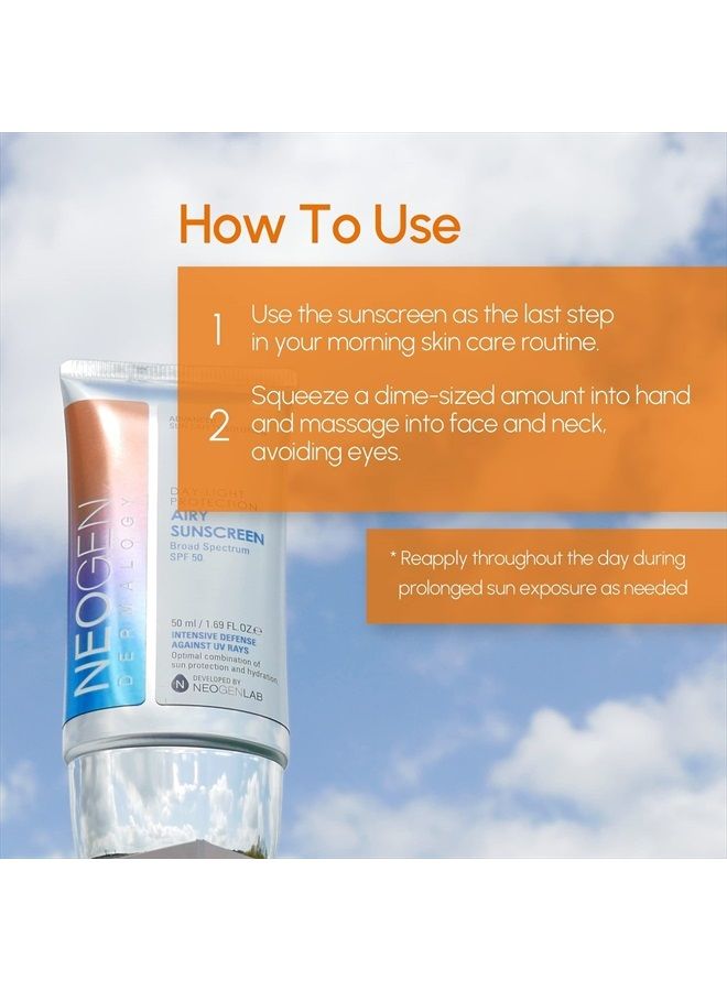 DERMALOGY by NEOGENLAB UVA/UVB SPF50 Day-Light Protection Airy Sunscreen - Essence-type Moisturizing Weightless Sunscreen with No White Cast - 1.69 oz / 50 ml - Image 5