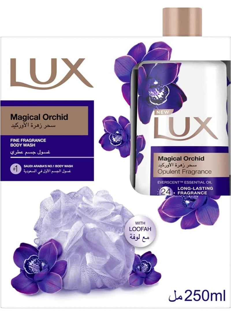 لوكس غسول الجسم سحر الجمال بزيت العرعر وزهرة الأوركيد السوداء + لوفة مجانية – 250 مل - Image 1
