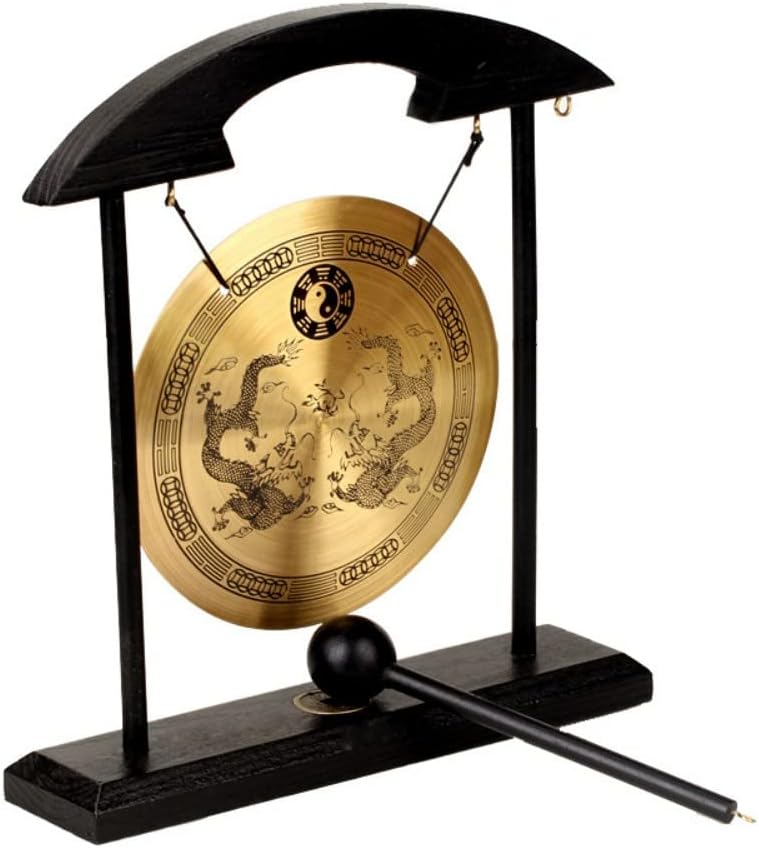 BIGTREE Feng Shui Brass Gong 8.26inch/21cm Desktop Wind Gong Copper Zen Chinese Table Gong Hand Gong For Housewarming Home Decor Oriental Chinese Mysterious Decor Gifts - Image 1