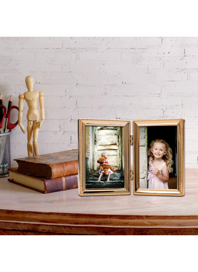 Lawrence Frames Lawrence Frames Classic Bead Picture Frame  3.5x5 Double  Gold  2 Count  - Image 4