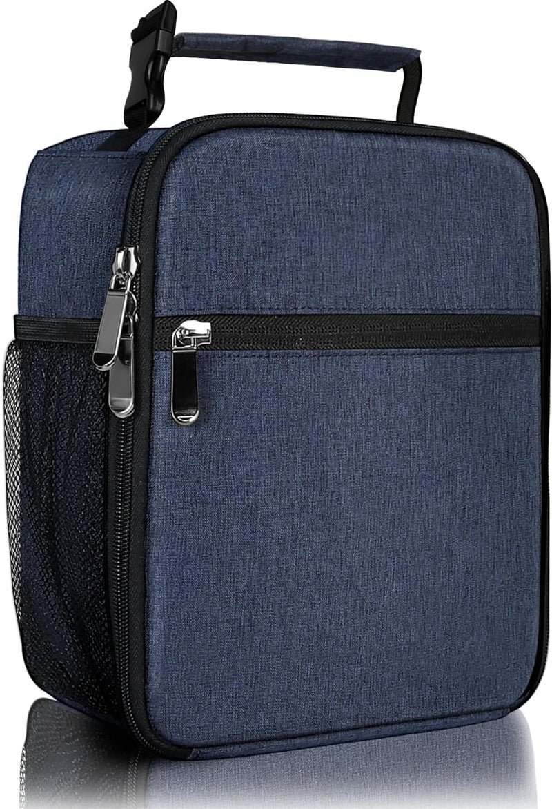 Lunch Bag Reusable Small Lunch Box for Men Insulated Portable Lunchbox for adults & Kid Suitable for School Work Picnic (Navy Blue)