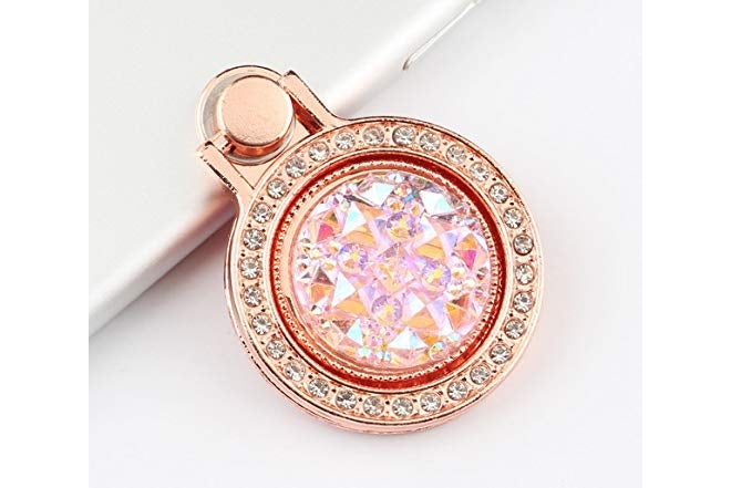 KolorFish Luxury Universal Mobile Holder Stand, 3D Phone Ring Finger Grip for Mobile Tablet (Jewel Rose Gold) - Image 1
