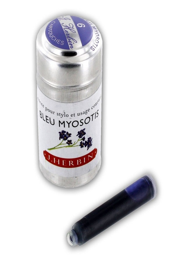 J. Herbin La Perle des Encres Fountain Pen Ink Cartridges, Pack of 6 (Bleu Myosotis)