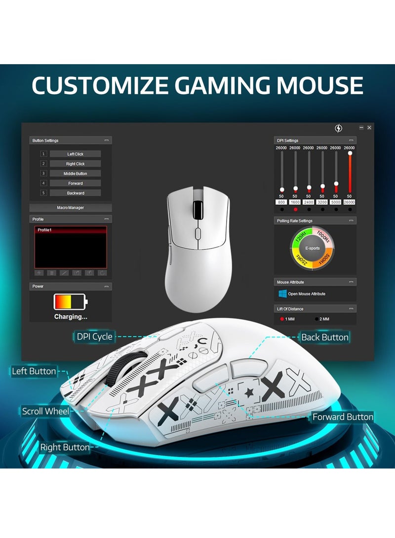 R1 59g Superlight Mouse with Ribbon, Wireless/Wired BT/2.4G Gaming Mouse, 6 DPI Adjustable up to 18000, 65 Hour Battery - Image 5