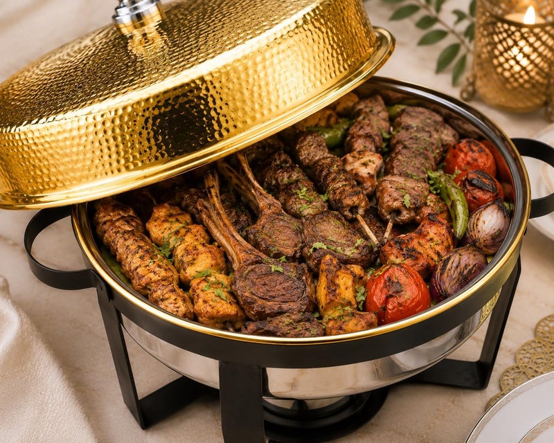 Servewell VN526WGH Round Chafing Dish Gold Hammer 2L - Image 3
