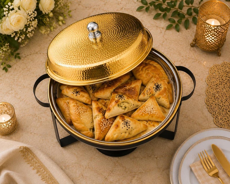 Servewell VN526WGH Round Chafing Dish Gold Hammer 2L - Image 4