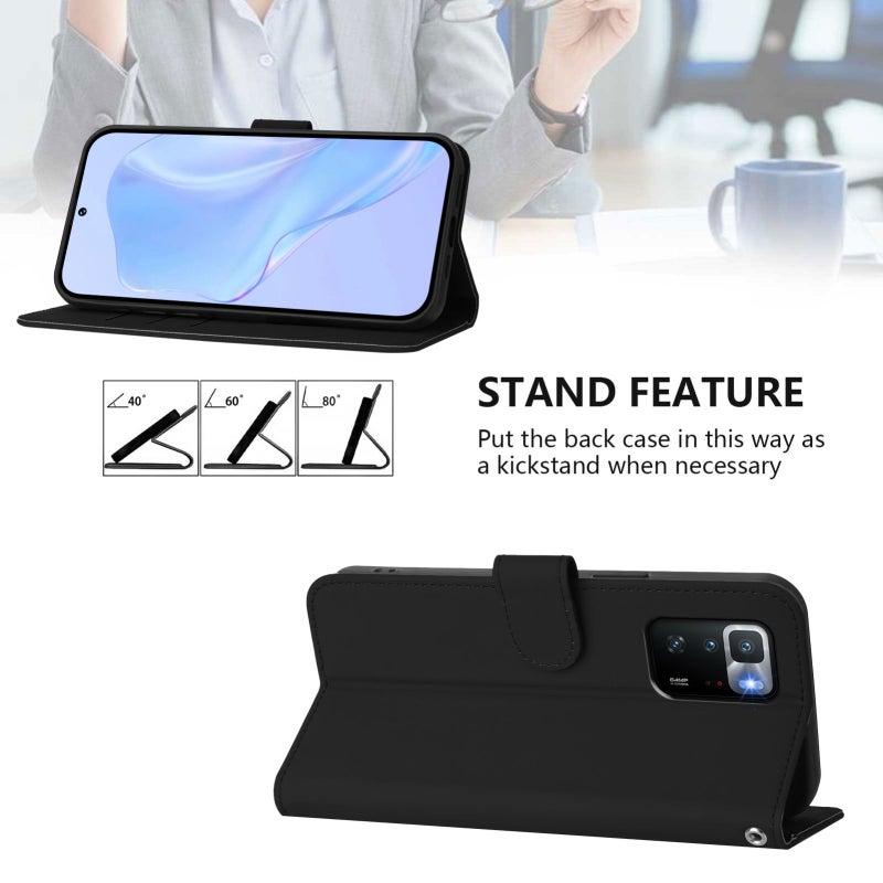 HuHa Case Cover For Xiaomi Poco X3 GT Skin Feel Solid Color Leather Phone Case with Lanyard(Black) - Image 3