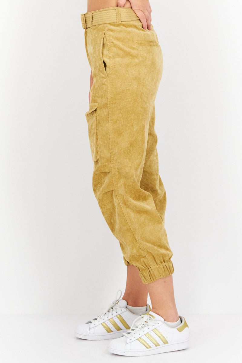 ONLY Women Regular Fit Textured Pant, Khaki - Image 3