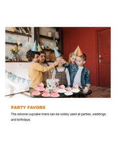 SYOSI Silicone Muffin Cups for Baking Cupcake Liners Reusable Chocolate 8 Teacups with 8 Saucers White  - Image 5