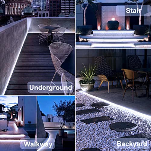 echosari Solar Powered Strip Lights Outdoor Waterproof, 16.4Ft 320 LED Strip Lights with Remote Timer 8 Modes Full Covered Strip Rope Lights for Stair Patio Walkway Decor (Cool White) - Image 4