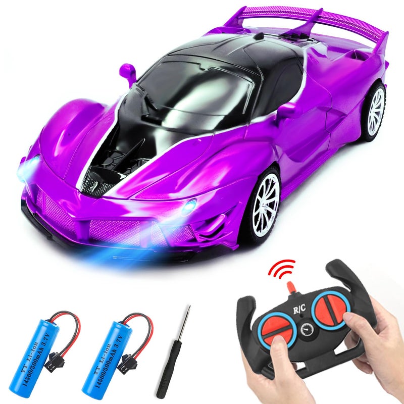 Yomwet Remote Control Car for Girl 24GHz 4WD Electric RC Cars Toy Racing with Led Lights Rechargeable HighSpeed Hobby Toy Vehicle RC Car Gifts for Age 3 4 5 6 7 8 9 Year Old Kids Purple - Image 2