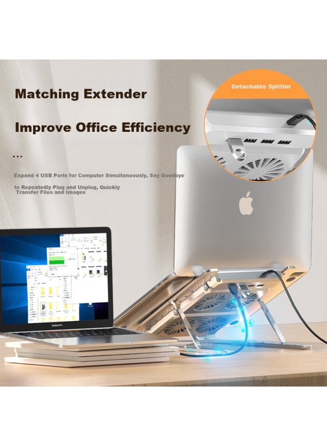 Suohuang 071s4 Laptop Cooling Stand With Fan Phone Stand Usb Splitter Hub Aluminum Alloy Foldable Portable Apple Rgb Light Effect - Image 3