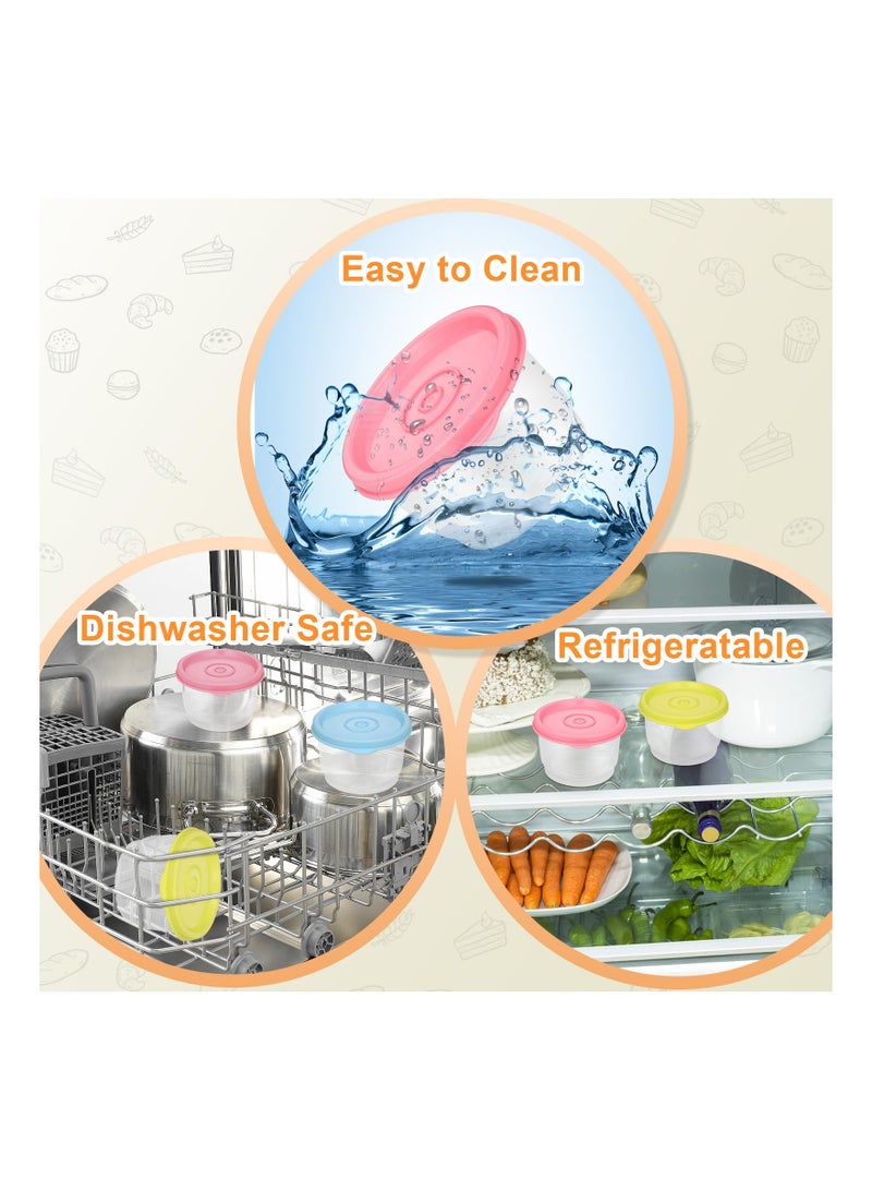 6Pcs Small Food Containers with Lids 160ML Plastic Snack Pots Airtight Kitchen Reusable Stackable Pots for Lunch Microwave Freezer Safe and Dishwasher