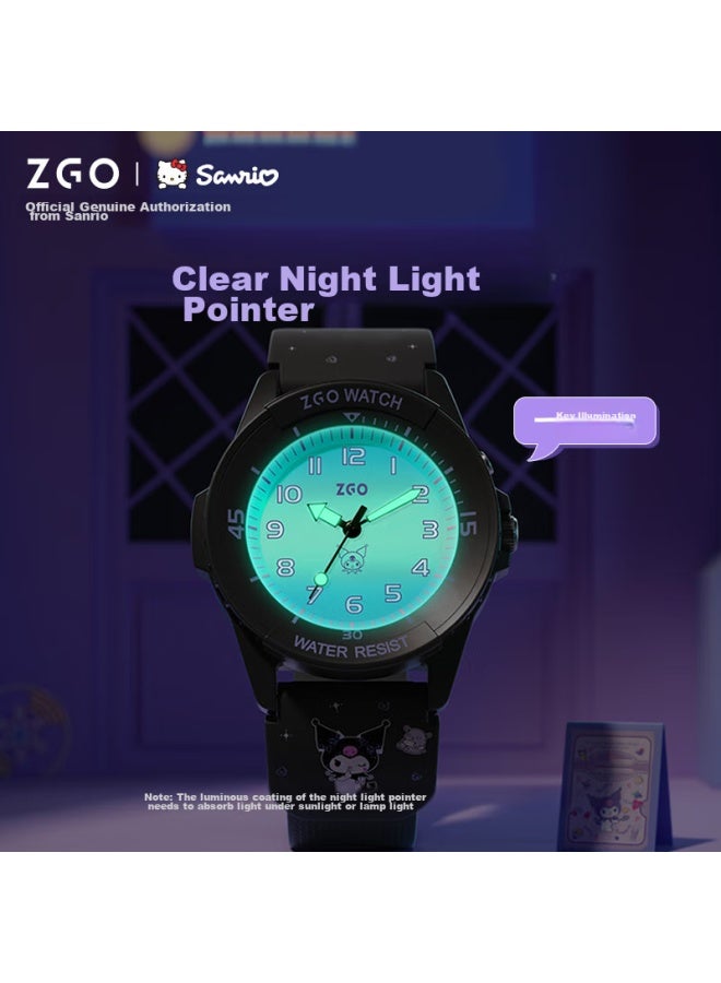 زجو Zgo Sanrio ساعة أطفال، ساعة إلكترونية مقاومة للماء للفتيات، مناسبة لطلاب المدارس المتوسطة والابتدائية، ساعة الامتحان، Ku 358 Luomi - Image 3