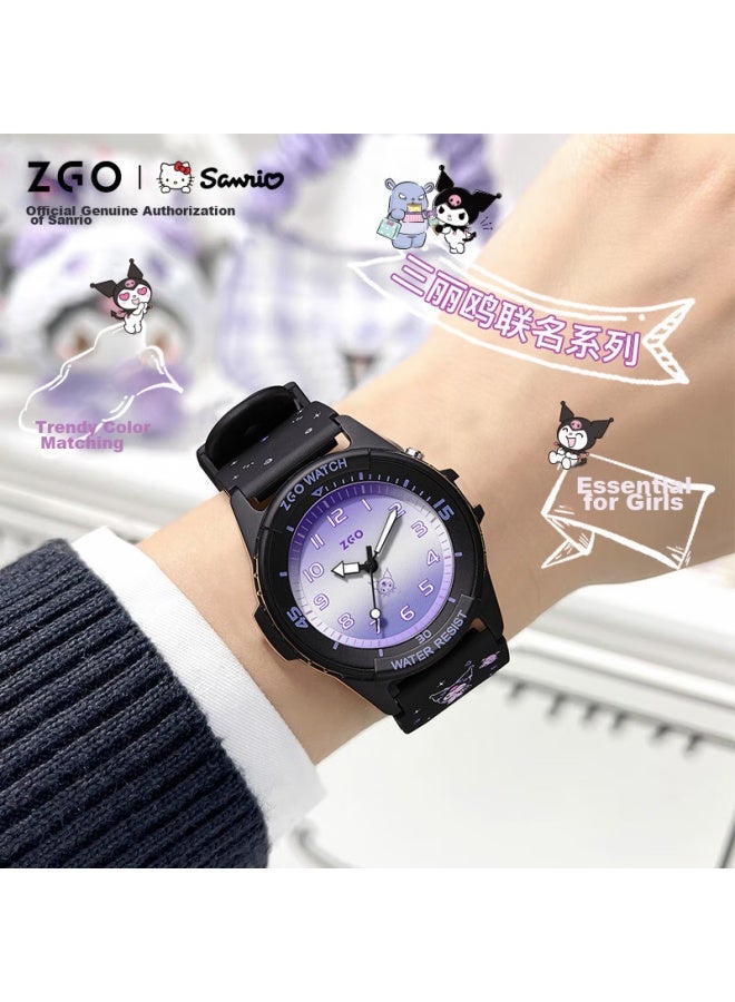 زجو Zgo Sanrio ساعة أطفال، ساعة إلكترونية مقاومة للماء للفتيات، مناسبة لطلاب المدارس المتوسطة والابتدائية، ساعة الامتحان، Ku 358 Luomi - Image 4