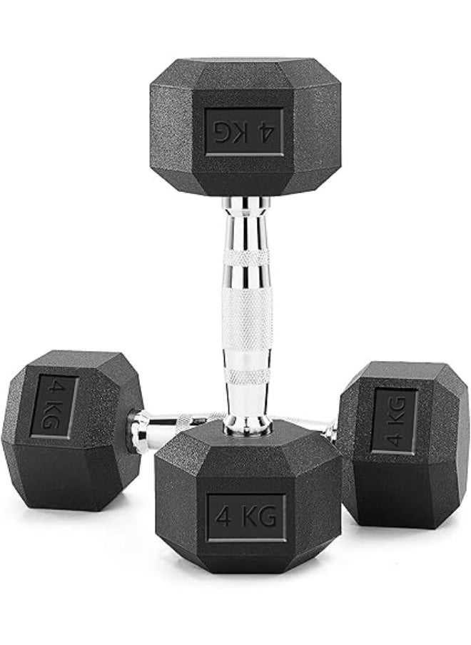 BODY SCULPTURE Hex Rubber Dumbbell – 4 kg Single Hexagon Weight (Noise-Reducing & Anti-Roll Design)  - Image 5