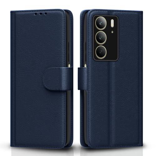 Pikkme Flip Cover for Realme C75 | Leather Finish | Shockproof with Card Pockets & Wallet Stand | Ultimate Protection Case(Blue) - Image 1