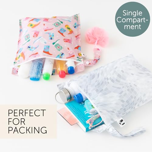 Bumkins Roamio Waterproof Wet Bag For Baby Travel Swim Suit Cloth Diapers Pump Parts Pool Gym Toiletry Strap to Stroller Reusable Easy to Clean 2pk Cowgirl Boots Disco - Image 3