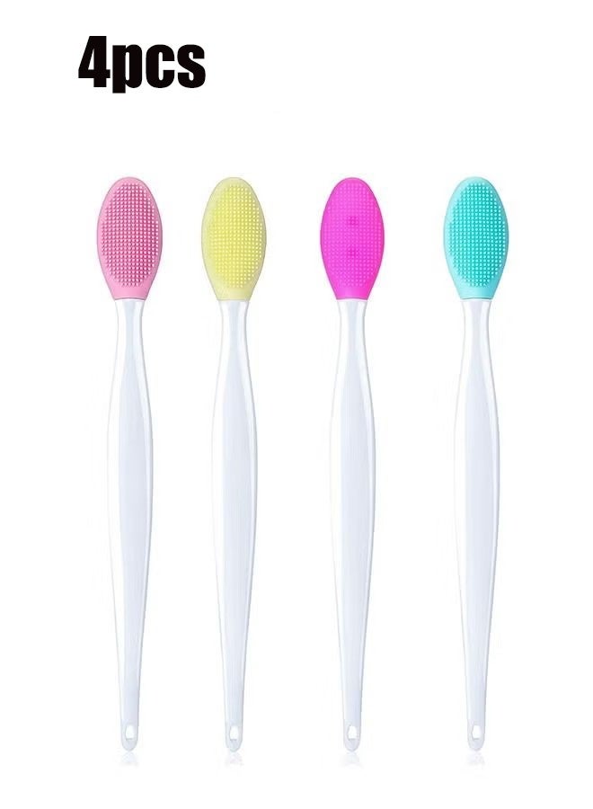 واي جيه أداة فرشاة شفاه سيليكونية مقشرة مكونة من 4 قطع، فرشاة شفاه ناعمة مزدوجة الجوانب لمظهر شفاه أكثر نعومة وامتلاءً - Image 1