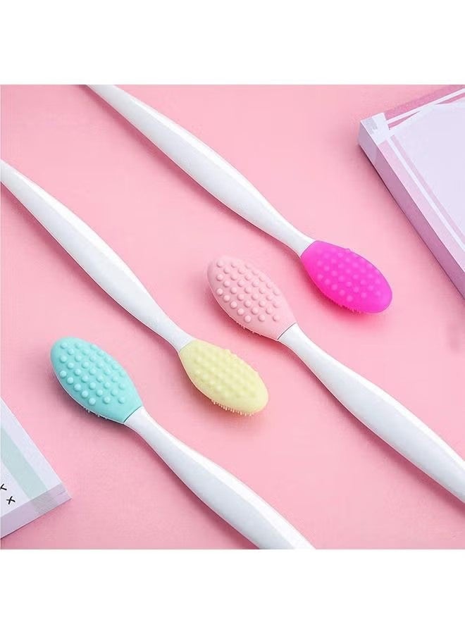 واي جيه أداة فرشاة شفاه سيليكونية مقشرة مكونة من 4 قطع، فرشاة شفاه ناعمة مزدوجة الجوانب لمظهر شفاه أكثر نعومة وامتلاءً - Image 5