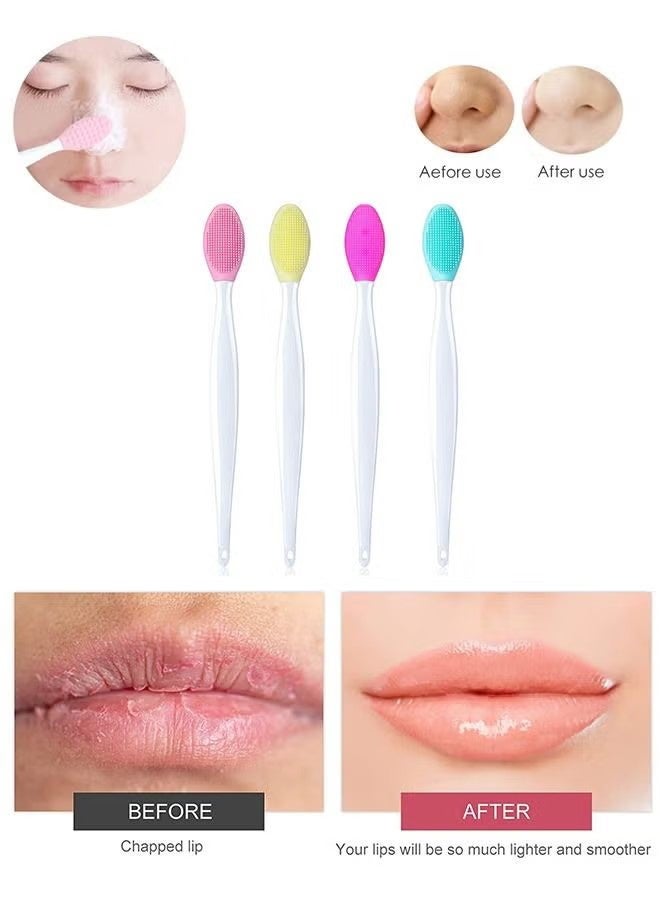 واي جيه أداة فرشاة شفاه سيليكونية مقشرة مكونة من 4 قطع، فرشاة شفاه ناعمة مزدوجة الجوانب لمظهر شفاه أكثر نعومة وامتلاءً - Image 2