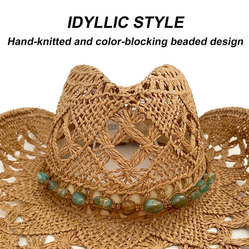 RainFlowwer Beaded Cowboy Hat Bands for Men Women Ethnic Western Fedora Panama Hat Belts Cowgirl Hatbands Cowboy Supply Hand Made Replacement - Image 4