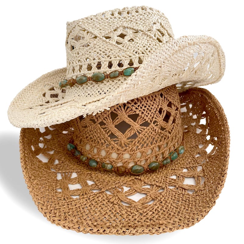 RainFlowwer Beaded Cowboy Hat Bands for Men Women Ethnic Western Fedora Panama Hat Belts Cowgirl Hatbands Cowboy Supply Hand Made Replacement - Image 2