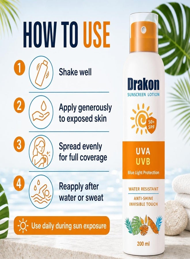 دراكون لوشن واقي من الشمس SPF 50+ بخاخ 200 مل - Image 4