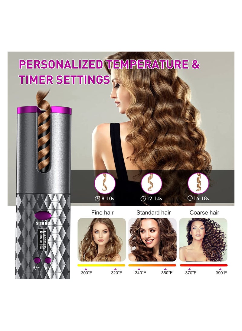 Portable Wireless Spin Rechargeable Rotating Ceramic Barrel Curling Iron - Image 3