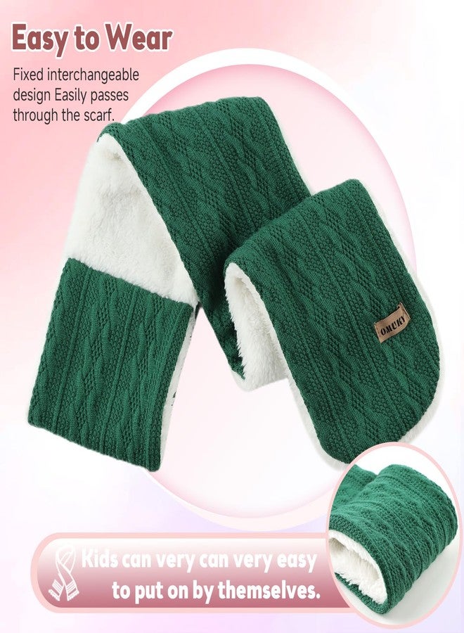 OMUKY Kids Scarf Fleece Warm Knitted Scarves for Girls Boys Toddler Cold Weather Soft Neck Warmer(Green,6-12 Years) - Image 3