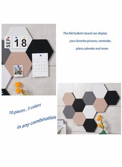 Y&D Self Adhesive Bulletin Boards 10Pcs 15cm Hexagon Felt Board Tiles with Push Pins for Walls Cork Pin Pictures Photos Memos  - Image 5
