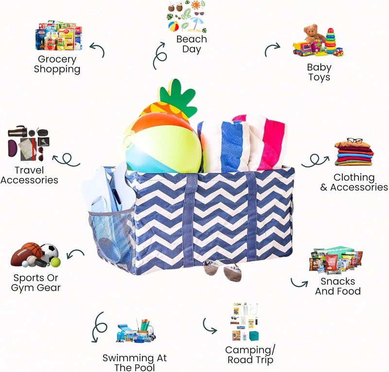 Lucazzi حقيبة حمل كبيرة جدًا متعددة الاستخدامات - سلة قماشية قابلة للطي كبيرة الحجم للشاطئ والمسبح - Image 2