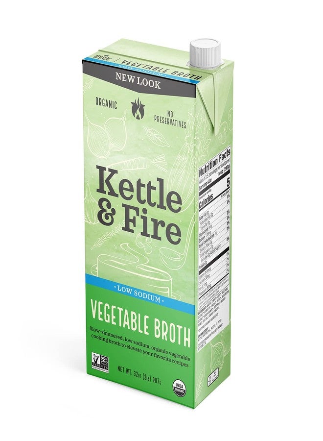 Kettle & Fire مرق الخضار العضوي من كيتل آند فاير قليل الصوديوم، 32 أونصة - Image 1